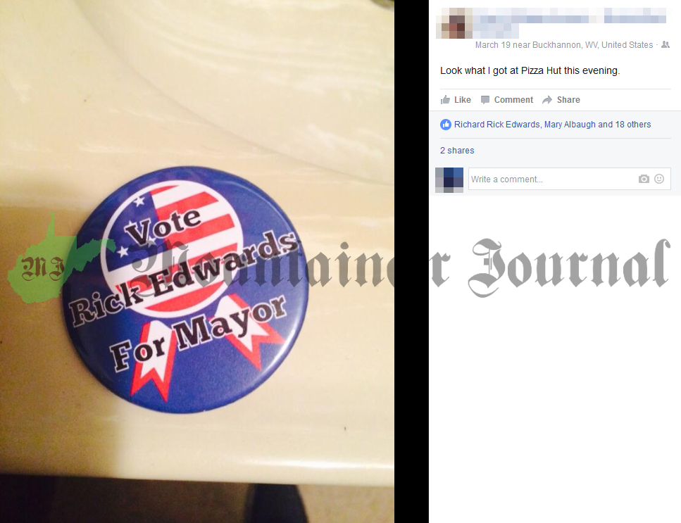 vote rick edwards campaign button pizzahut