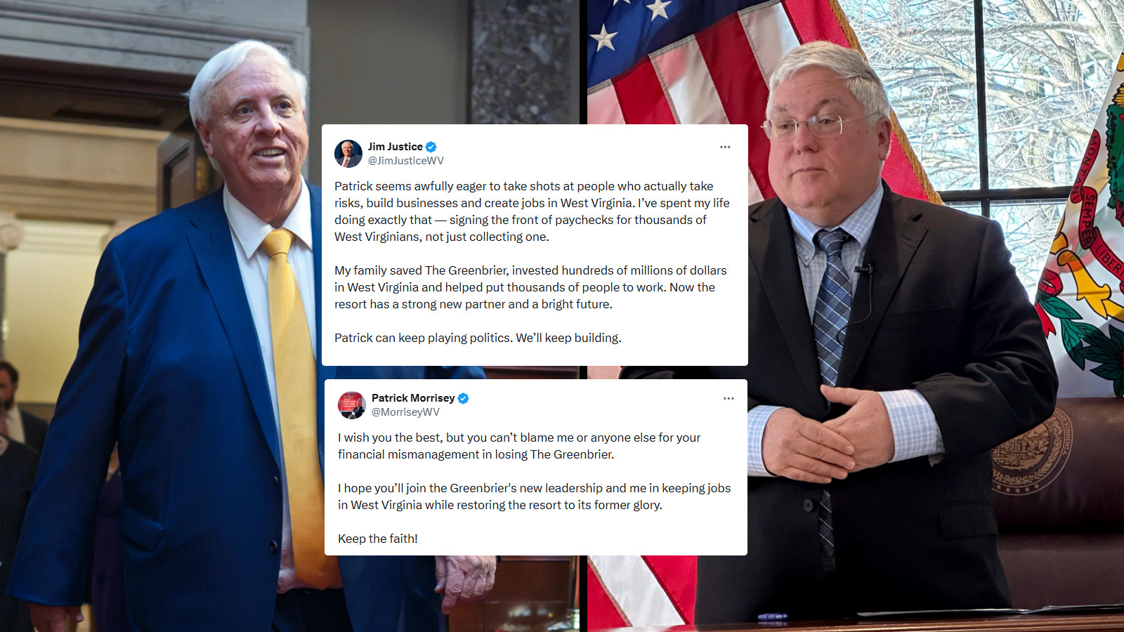 Morrisey Tells Justice to Take Responsibility, After Senator Insults Governor Over Greenbrier Loss